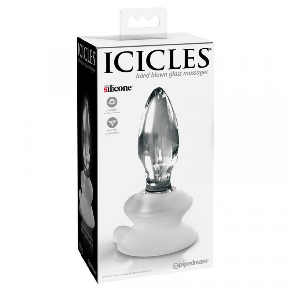 Icicles No. 91 Clear Glass Butt Plug with Suction Cup by Pipedream Products