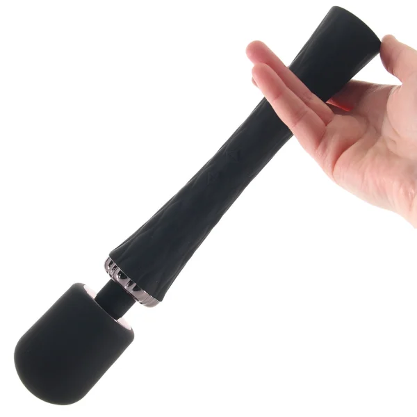 Playboy Pleasure Royal Rechargeable Silicone Vibrating Massage Wand - Black