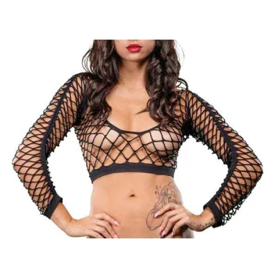 All Over Mesh Crotchless Leggings One Size Black