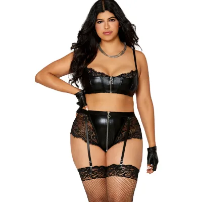 Dreamgirl After Dark Bra Set with Garter Panty