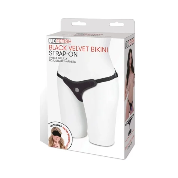 Lux Fetish Black Velvet Bikini Strap On O/S