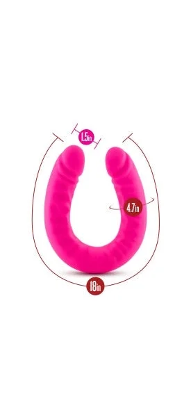 Blush Ruse Hot Pink 18 inch Silicone Slim Double Dong