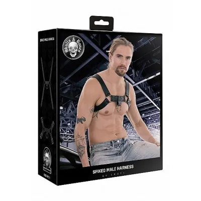 Ouch Skulls Bones Male Harness With Spikes Black