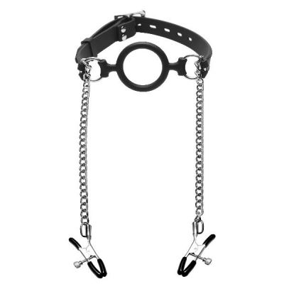 Mutiny Silicone O Ring Gag With Nipple Clamps