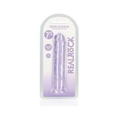 Realistic Dildos Realrock Crystal Clear Straight 7 In Dildo Without Balls Purple