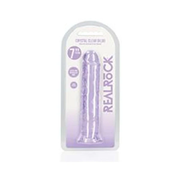 Realistic Dildos: Realrock Crystal Clear Straight 7 In. Dildo Without Balls Purple