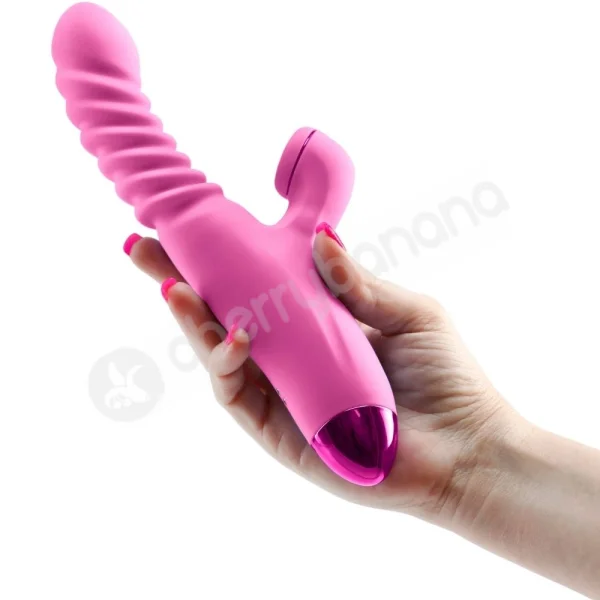 Luxe Nova Thrusting Shaft With Throbbing Clitoral Stimulation Pink Vibrator