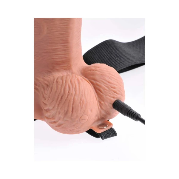 Fetish Fantasy 10in Hollow Rechargeable Strap-on With Remote, Tan