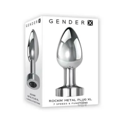 Butt Plugs Gender X Rockin Metal Plug Xl Rechargeable Vibrating Anal Plug Aluminum Silver