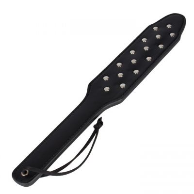 Bondara Black Faux Leather Stud Paddle 15 Inch