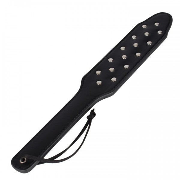 Bondara Black Faux Leather Stud Paddle – 15 Inch
