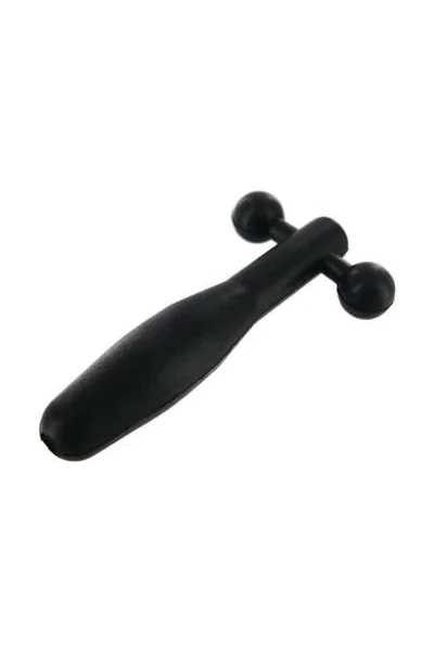 Silicone Cum Thru Barbell Penis Plug Black