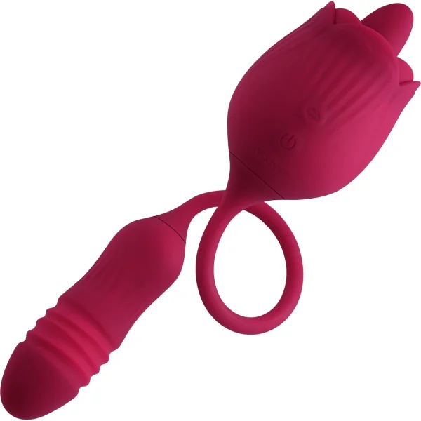 Wild Rose Rechargeable Silicone Dual Clitoral Stimulator By Evolved Novelties - Red