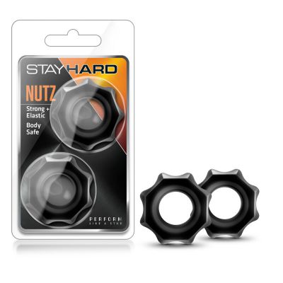 Stay Hard Nutz Black Cock Rings Set of 2