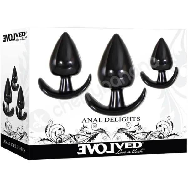 Evolved Anal Delights Black Jelly Plug Training 3 Piece Set