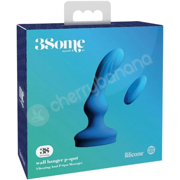3some Wall Banger P-spot Blue Vibrating Anal Prostate Massager With Suction Cup Base & R/C