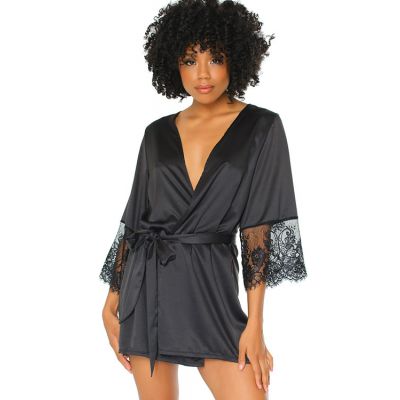 Nightshade Black Satin Robe By Coquette