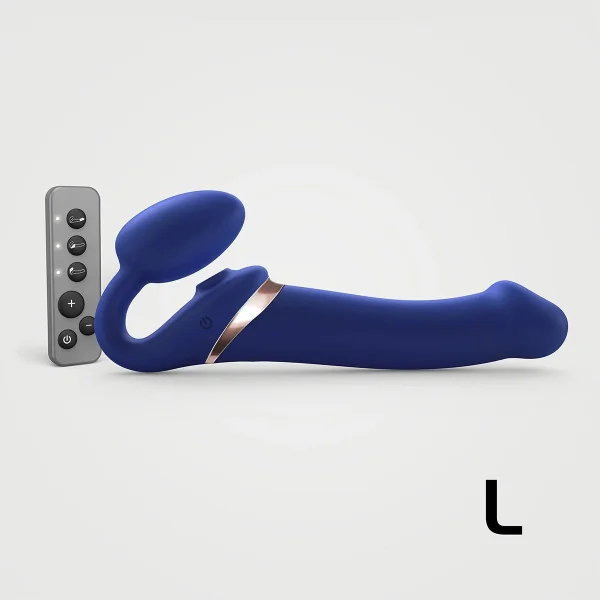 Strap-on-Me Multi Orgasm Silicone Vibrating 3 Motor Remote Strapless Strap-On, Small - Fuchsia