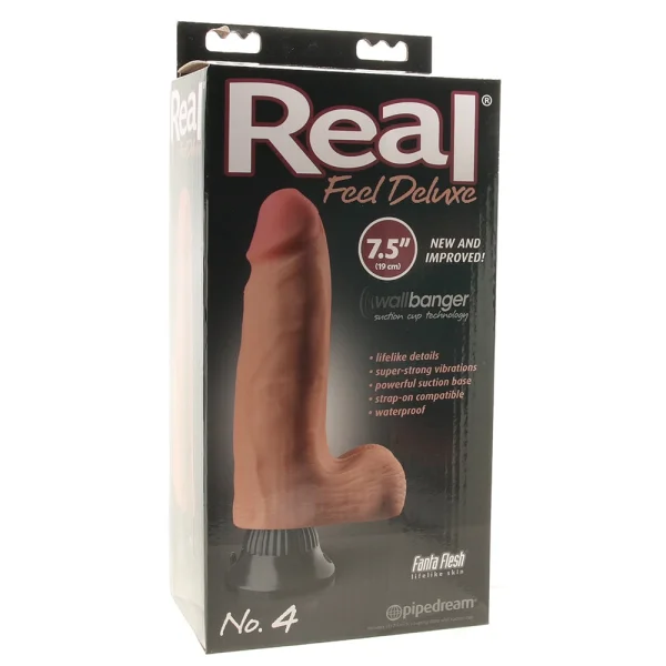 Real Feel Deluxe No. 4 - 7.5" Suction Cup Vibrating Dildo - Vanilla
