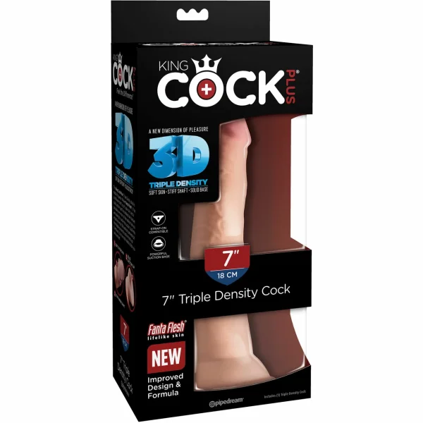King Cock Plus 7" Triple Density Cock With Suction Cup Base - Vanilla
