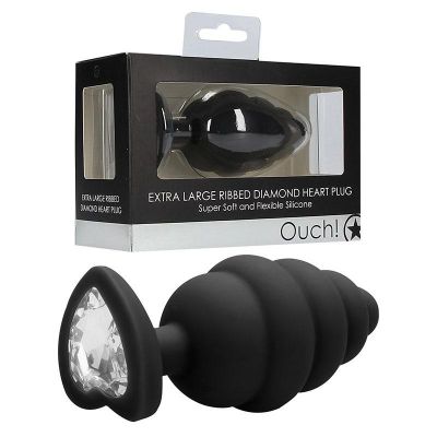Ouch Extra Large Ribbed Diamond Heart Plug