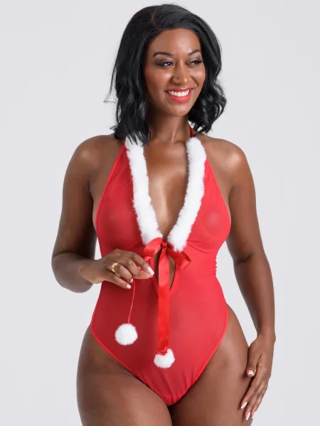 Lovehoney Holiday Pom-Pom Red Sheer Teddy