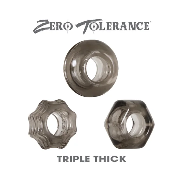 Triple Thick Cock Ring Trio Smoke — image 5 of 9