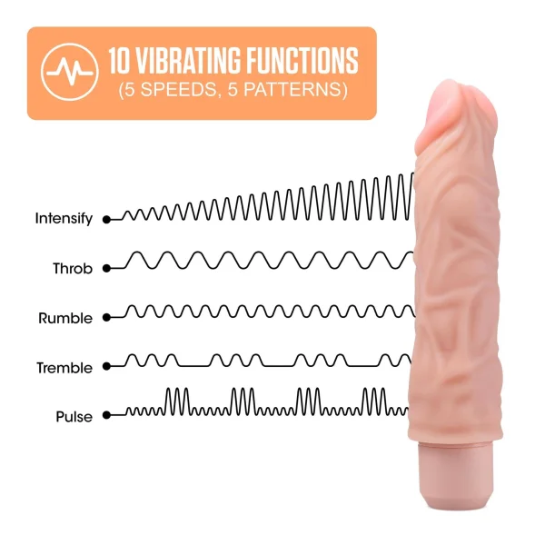 Dr. Skin Silicone - Dr. David - 8 Inch Vibrating  Dildo - Beige