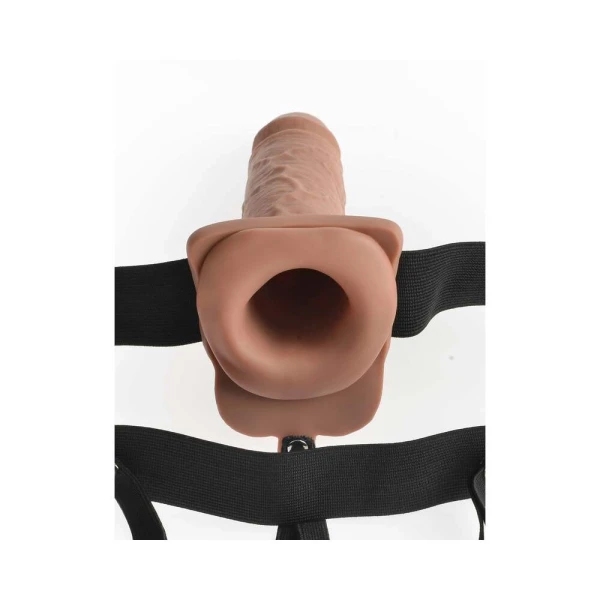 Fetish Fantasy 7in Hollow Rechargeable Strap-on With Remote, Tan