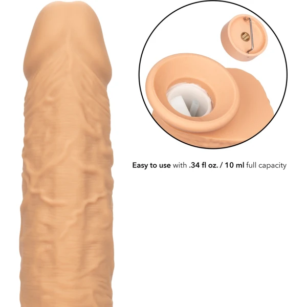 Squirting Fuck Stick 9" Vibrating Realistic Silicone Suction Cup Dildo By CalExotics - Vanilla