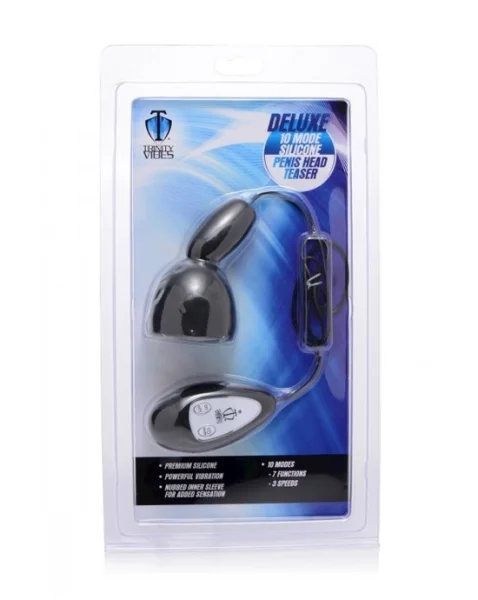 Deluxe 10 Mode Silicone Penis Head Teaser Black