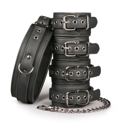 Fetish set with collar ankle and wrist cuffs