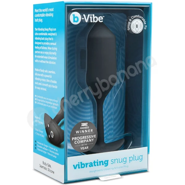 B-Vibe Vibrating Snug Plug XL 6.4" Black Weighted Silicone Butt Plug