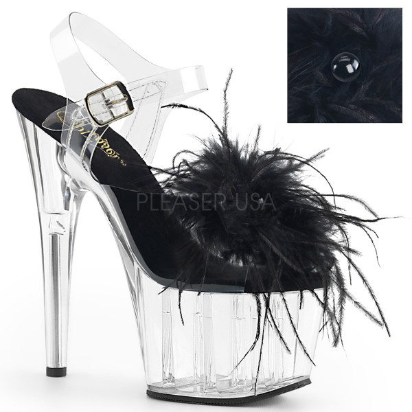 7 inches Heel, 2 3/4 inches PF Ankle Strap Sandal w/ Feather Pearl — image 9 of 12