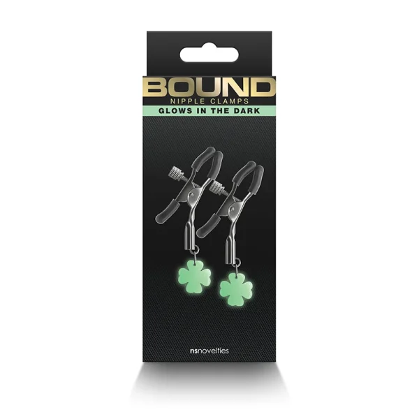 Bound Adjustable G4 Glow In The Dark Nipple Clamps by NS Novelties - Gunmetal