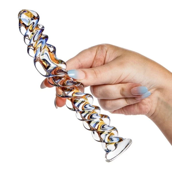 Glacier Glass Kaleidoscope Twisted Dildo - 7 Inch