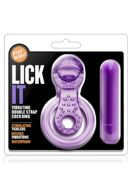 Play With Me - Lick It - Vibrating Double Strap Cockring - Purple