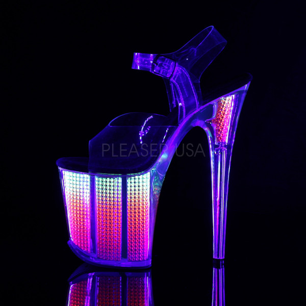 8 inches Heel, 4 inches PF Ankle Strap Sandal W/Simulated RS Filled BTM — image 7 of 8
