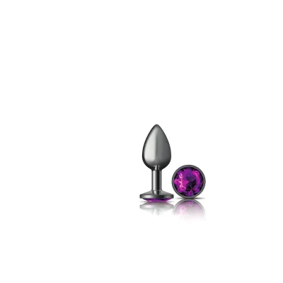 Cheeky Charms Gunmetal Metal Butt Plug Round Deep Purple Small