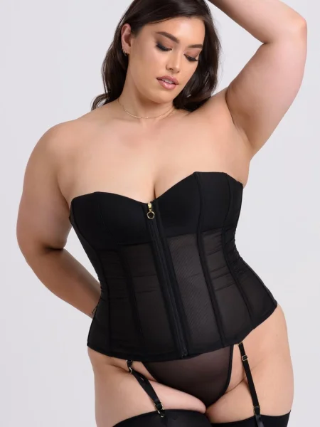 Lovehoney Plus Size Secret Silhouette Black Steel-Boned Long Sleeve Corset