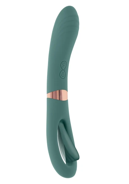 Chick Flick Waterproof Silicone Dual Ended Flickering Tongue G-Spot Vibrator By Evolved Novelties - Green