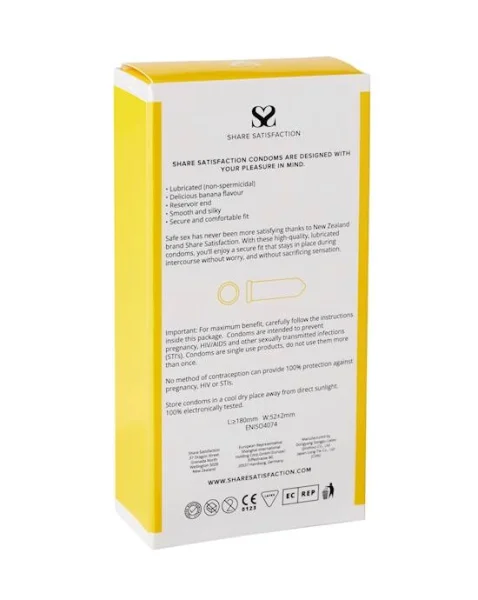 Share Satisfaction Banana Flavoured Condoms - 12 Pack - Banana