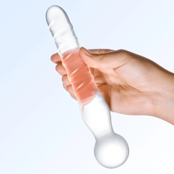Gläs Joystick Textured Glass Dildo - Clear