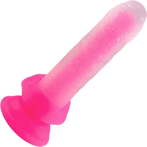 Cotton Candy Cream Puff 6.5" Silicone Suction Cup Dildo With Balls - Pink