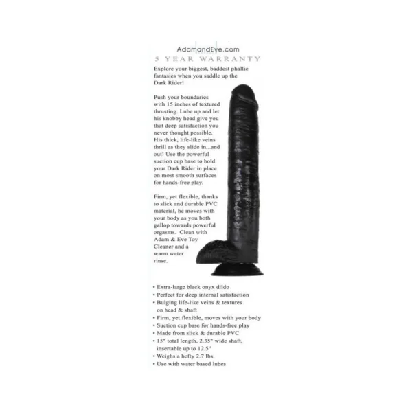 A&e Dark Rider 15 In. Dildo Black