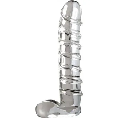 Textured Glass Dong 9 Inch Clear