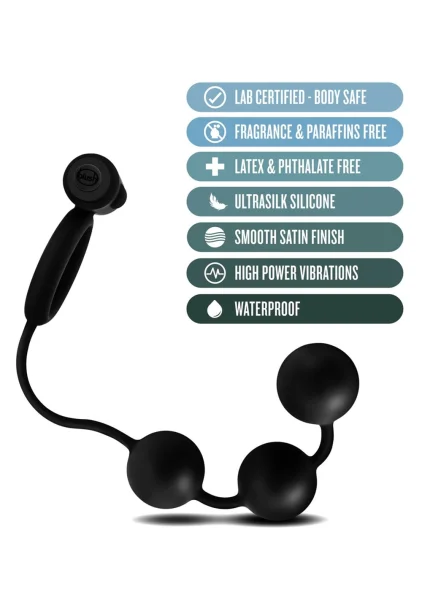 Anal Adventures Platinum - Silicone Anal Beads with Vibrating C-Ring