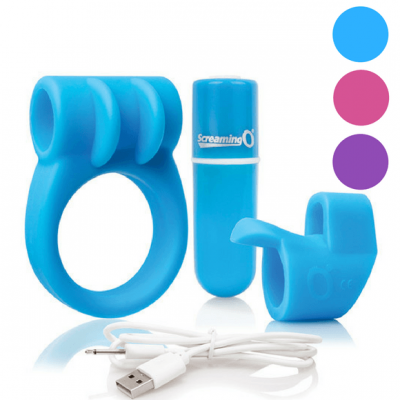 Charged Combo Kit 1 With Silicone Cock Ring and Finger Vibrator