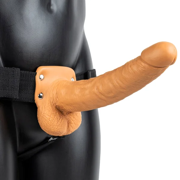 Real Rock Hollow Vibrating 9 Inch Ballsy Strap-On