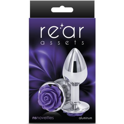 Small Purple Rose Metal Butt Plug